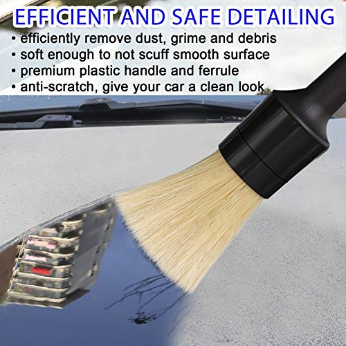 Detailing Brush Set - 10 Pcs Detail Brushes Car Detailing, Auto Boar Hair Car Detailing Kit for Cleaning Interior Exterior - Vehicles Wheels Leather Engine Dashboard - view 3