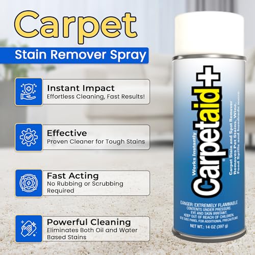 Carpet Aid Spot and Stain Remover, pH Balanced Cleaner for Carpets, Rugs, and Upholstery – Removes Oil, Grease, Ink, Coffee, Pet Urine, and Lipstick - view 2