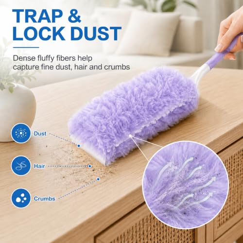 Duster Refills,Disposable Dusters for Cleaning,Heavy Duty Duster Refills, MultiSurface Dusting Wand,Dust Remover for Furniture,Blinds,Ceiling Fans&Home Cleaning Supplies (Purple, 25pcs) - view 5