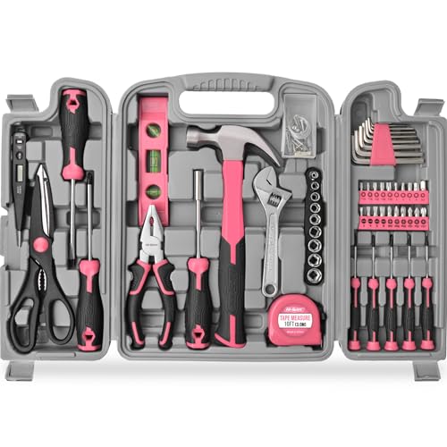 Woman Home DIY Repair Pink Tool Kit with Portable Toolbox Case