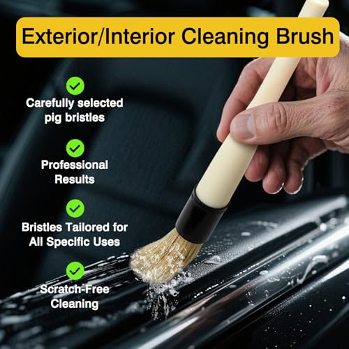Boar Hair Vent & Dash Detailing Brushes – Premium Soft Bristle Cleaning Tools for Car Interior & Exterior – Professional-Grade Auto Detailing Accessory for Enthusiasts & Pros - view 2