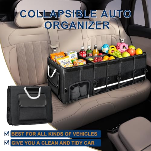 Car trunk organizer, Collapsible Multi-Compartments Car trunk Organizer with Shoes Storage Space, Reflective Strip, Perfect for Car & SUV (34.5 * 13.8 * 11.8 INCH) - view 4