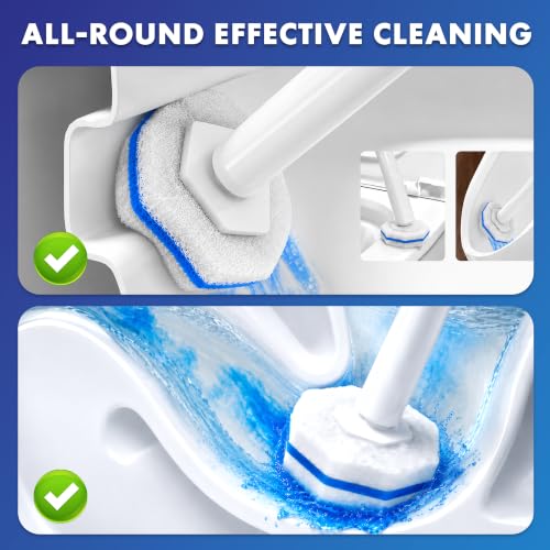 Disposable Toilet Brush Wand Kit with 50 Refills, Toilet Bowl Cleaner Brush Holder Sets for Bathroom Toilet Cleaning(White) - view 4
