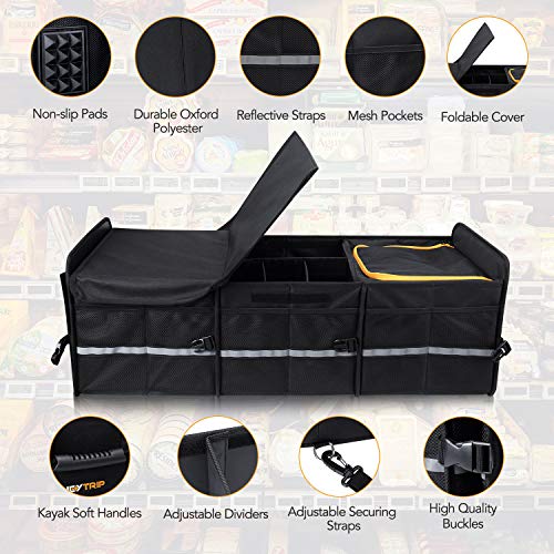 Large Trunk Organizer with Built-in Leakproof Cooler Bag, Black - view 6