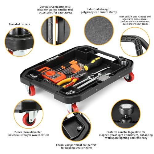 Tool Creeper Rolling Tray with 4 Swivel Casters, 55 lbs Capacity - view 3