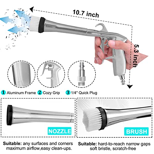 Car Cleaning Gun High Pressure Car Cleaning Tool Air Blow Gun Car Detailing Kit Interior Cleaner Air Duster Blower Gun Pneumatic Air Compressor Auto Detailing Tool for Car Upholstery (Black) - view 6