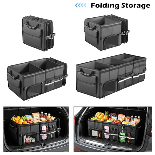Trunk Organizer Car Organizer Leather Storage Box 3-grid Foldable - view 2