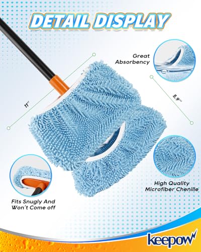 2 Pack Chenille Broom Covers for Floor & Baseboard Dusting, Washable - view 4