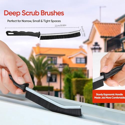 Crevice Cleaning Brush Tool - Heavy Duty Hard Bristle Gap Brush for Deep Cleaning - Ultra-Thin Grout Scrubber for Bathroom, Toilet, Bathtub, Kitchen Sink & Window Tracks-12 Pack - view 2