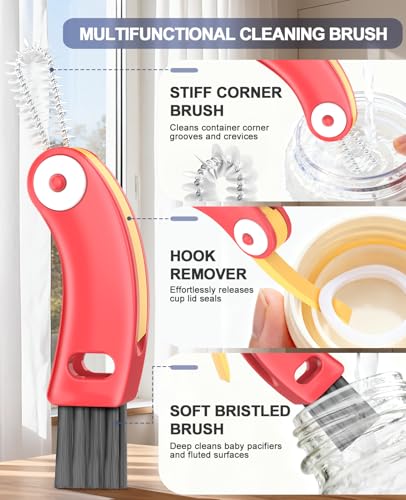 3 in 1 Cup Lid Cleaning Brush 3 PCS - Multifunctional Cleaning Brush Set for Tight Spaces, Bottle Gaps & Travel Mugs | Portable Durable Cup Lid Cleaner Tools (Multicolor) - view 4