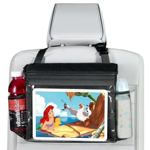 Insulated Car Seat Back Organizer + iPad And Tablet Holder, Auto Driver Or Passenger Accessories Organizer, Vehicle Front Seat Caddy, Personal Travel Cooler Storage Bag For Adults & Kids