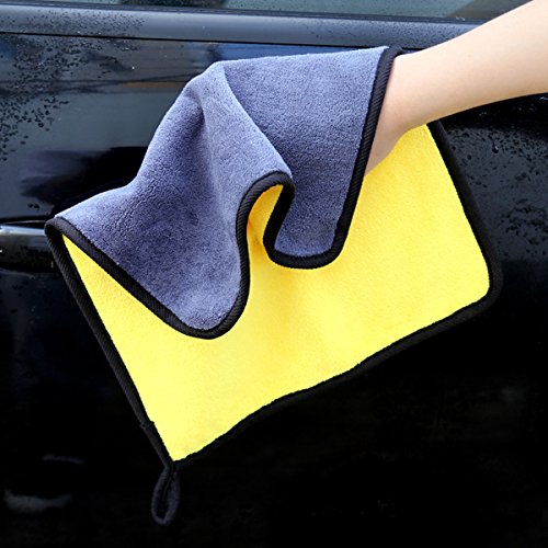 Ultrasoft, Large, Thick and Quick Drying Car Microfiber Cleaning Towel 800GSM Polishing Waxing Auto Detailing Towel Cloth (6pack,16 x 16inches) (Grey-Yellow) - view 5