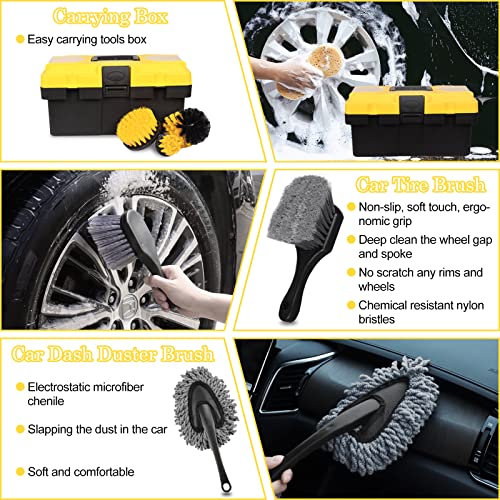 27Pcs Car Detailing Kit, Car Detailing Brush Set, Auto Detailing Drill Brush Set, Car Detailing Brushes, Car Wash Kit, Car Accessories, Car Cleaning Tools Kit for Interior, Exterior, Wheels - view 2