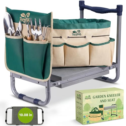 2-in-1 Heavy Duty Foldable Garden Kneeler And Stool With EVA Pad, Green