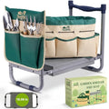 2-in-1 Heavy Duty Foldable Garden Kneeler And Stool With EVA Pad, Green