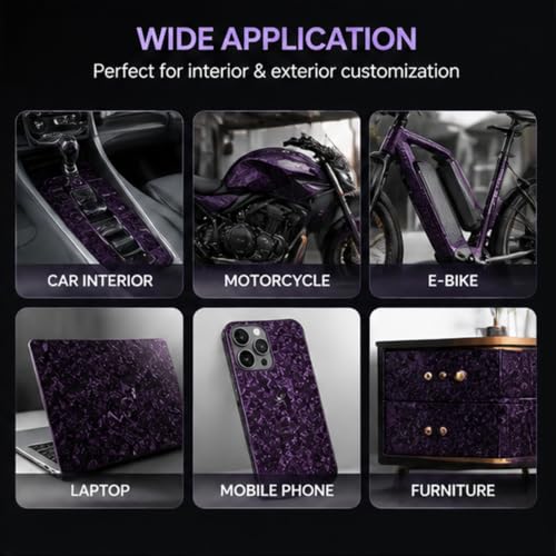 Gloss Purple Forged Carbon Fiber Car Vinyl Wrap Film, 1Ft x3.5Ft - view 6