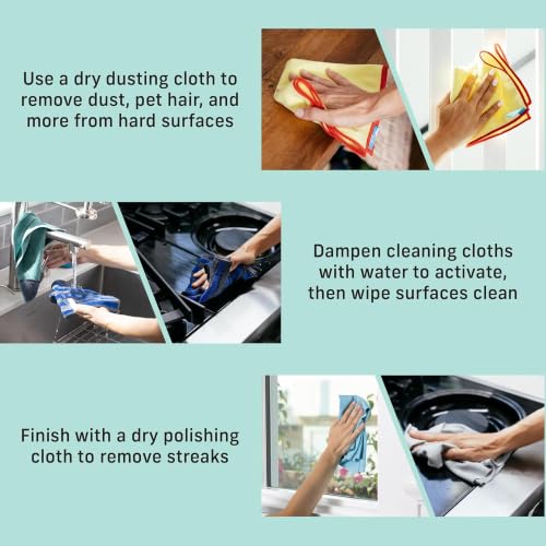 Home Cleaning Set, Premium Microfiber Cleaning Cloth, Household Cleaning Tools & Supplies for Dusting, Bathroom, Kitchen & Cars, Washable & Reusable, 100 Wash Guarantee, 8 Piece Set - view 3