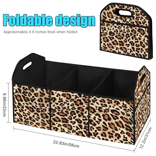 Classic Leopard SUV Car Trunk Organizer Accessories 50L Collapsible Car Storage Bag 3 Compartment Caddy Waterproof Foldable - view 2