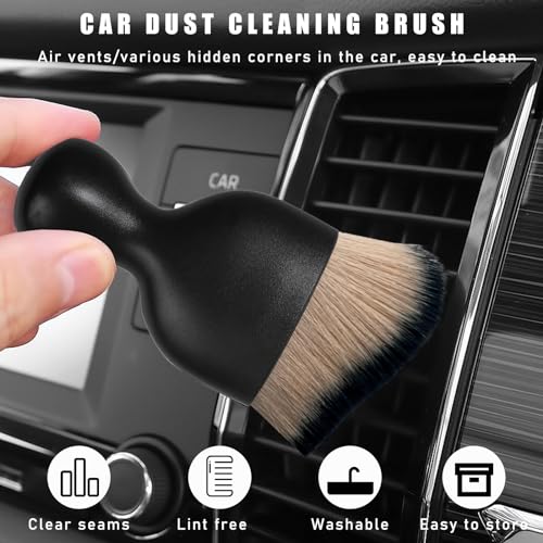 2PCS Car Interior Dust Brush, Soft Scratch Free Auto Detailing Brushes, Universal Vehicle Interior Cleaning Tool for Automotive Dashboard, Air Vents, Leather (Brown & Black) - view 4