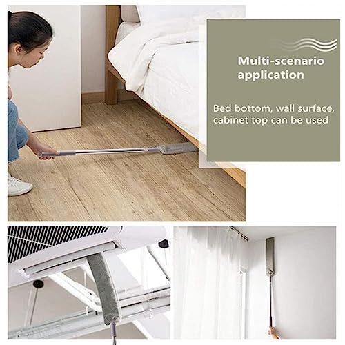 Emcgicc Retractable Gap Dust Cleaner, Microfiber Hand Duster, Under Fridge & Appliance Duster, Telescopic Dust Brush for Wet and Dry, Cleaning Tools for Home Bedroom Kitchen (55.2in, Grey) - view 3