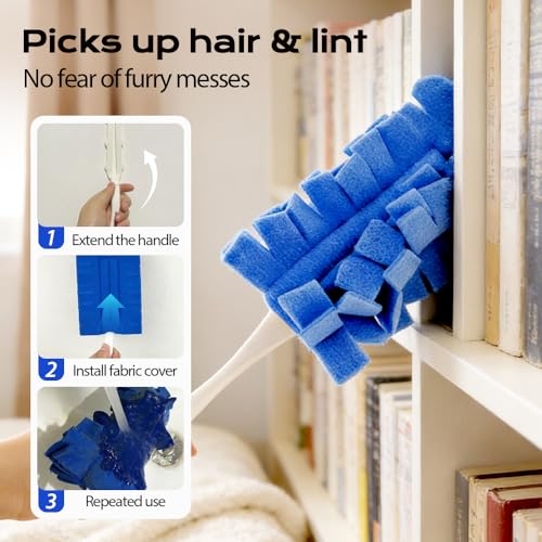 Reusable Duster Refills, Fleece Duster Refill Reusable Dusters for Cleaning, Electrostatic Duster Refills Washable Cleaning Pads Tools for Home, Blinds, Car, Furniture (5 Colors*1) - view 5