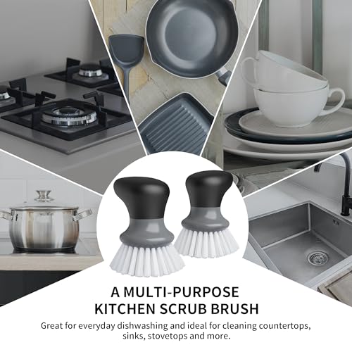 Dish Scrub Brush, Palm Brush Dish Scrubber, Gray, Pack of 2 - view 4