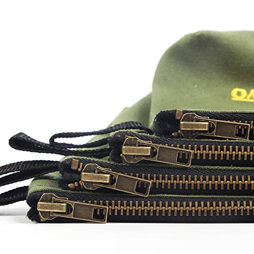 Premium Canvas Tool Pouch Zipper Bag,Small Tool Bag,Multipurpose Storage Pouch(4Pack 12.75x8x2.25 inch 20oz Water Resistant Heavy Duty Army Green Flat Bottom Tool Bag with Brass Zipper) - view 4