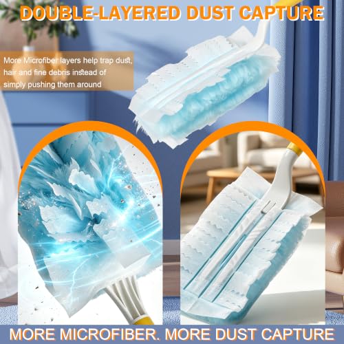 60PCS Disposable Duster Refills Compatible with Swiffer with 1 Short Handle - view 3