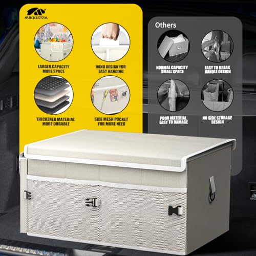 Trunk Organizer with Lid - 65L Collapsible Car Organizer, White - view 7
