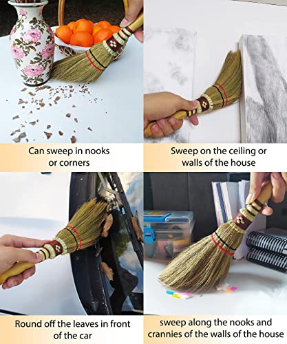 Handmade,Natural Grass Asian, Whisk Broom Thai, Handle Bamboo, Soft Brush Mini with Solid Wood Handle Retro Nature No Static Electricity Sweeping 13in - view 5