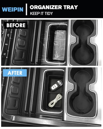 For 3PCS Center Console Organizer Tray&Console Tray Compatible with 2014-2018 Chevy Silverado/GMC Sierra 1500& 2015-2019 Silverado&Sierra 2500HD/3500HD - Full Console w/Bucket Seats Only - view 4