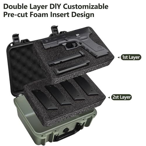 Pistol Case for Handguns, Hard Shell Gun Case with Customizable Foam Insert - view 3