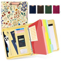 Leather Clipboard Binder with Storage - 3 Ring Zippered Padfolio Portfolio Folder - Calculator, 12.1” Tablet Sleeve, 5 Dividers with Pocket, Refillable Notepad, Card Slot (Floral)