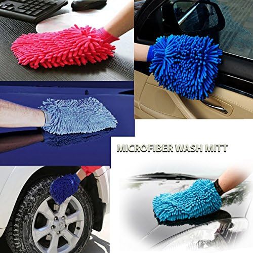 House Cleaning and Car Wash Mitts, Home Dusting Microfiber Gloves, Washing Clean Polish Faster (2-Pack, Green/Blue) - view 5