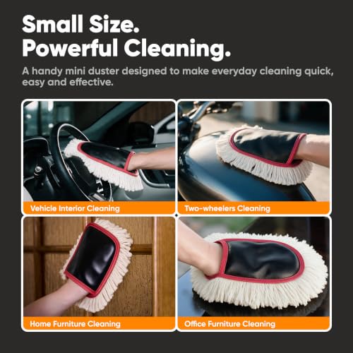 Mini Duster (Pack of 2) for Cleaning Dust from Car Interiors & Bikes. Scratch Proof, Water Saver & Eco-Friendly Brush, Black - view 4