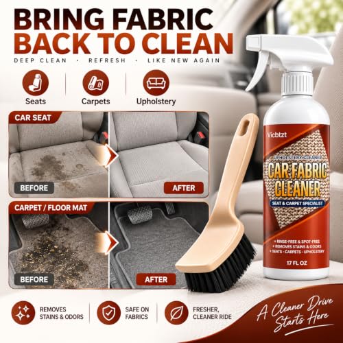 Car Seat & Carpet Cleaner Spray, Upholstery Stain Remover Kit with Brush - view 2