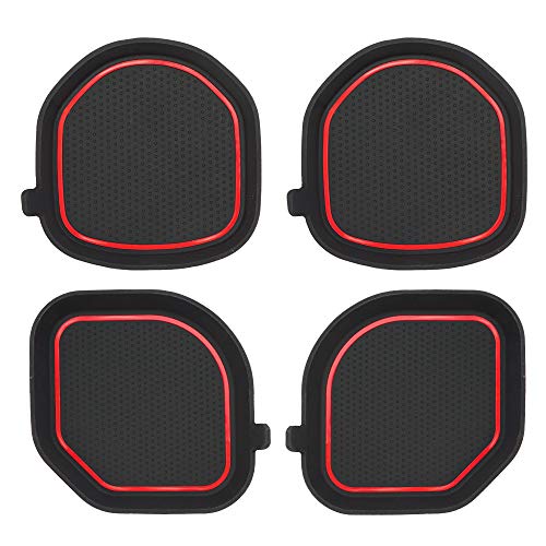 Auto Cup Holder Inserts Coaster Fit for 2018-2023 Wrangler JL JLU 2020-2023 Gladiator Accessories JT Cup Mat Pad Interior Decoration(Red Trim, 4-pcs kit, for deep Rear Cup Holders) - view 7