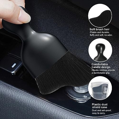 2 PCS Car Detailing Brush, Curved Soft Bristles Auto Removal Dust Collectors, Universal Vehicle Dashboard, Air Conditioner Vents etc Interior Cleaning Tool Accessories (Black) - view 3