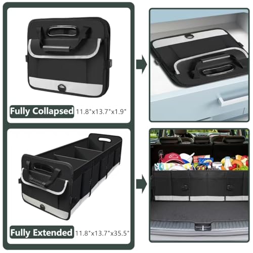 Trunk Organizer - 95L Extra Large Capacity SUV Cargo Storage, Collapsible Waterproof Design with Non-Slip Bottom & Retractable Straps, Car Organizers for SUV, Truck, Sedan - view 2