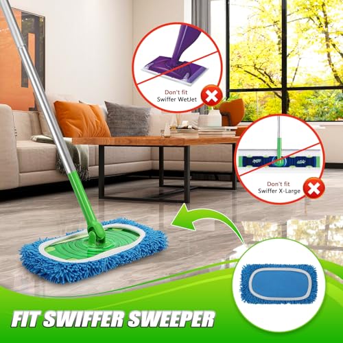 Set of 4 Reusable Microfiber Mop Pads Compatible with Swiffer Sweeper, Dry Sweeping Cloths, Washable Wet Mopping Cloth Refills for Floor Cleaning (Mop is Not Included) (Multicolor 2, 4 Pack) - view 2