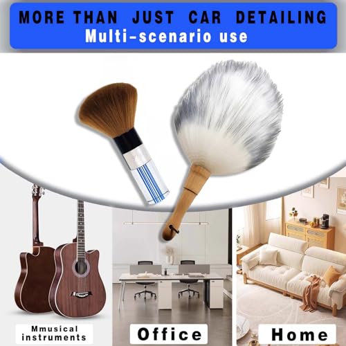 Car Interior Dusting Brush Auto Dust Sweeping Soft Detail Brush Mini Dash Duster for Dust Cleaning for Air Vent,Dashboard,Small Wool Duster for Car Detailing Brushes Interior 2PCS - view 6