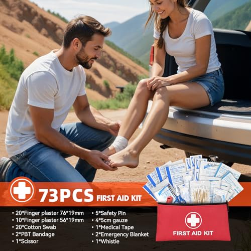 Car Emergency Kit with Portable Air Compressor, First Aid Kit, Jumper Cables, Roadside Safety Emergency Tool Kit for Women, Men, Teen - view 5