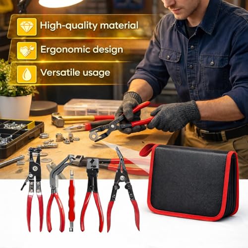 5PCS Automotive Electrical Disconnect Pliers Kit with Leather Storage Case - view 4