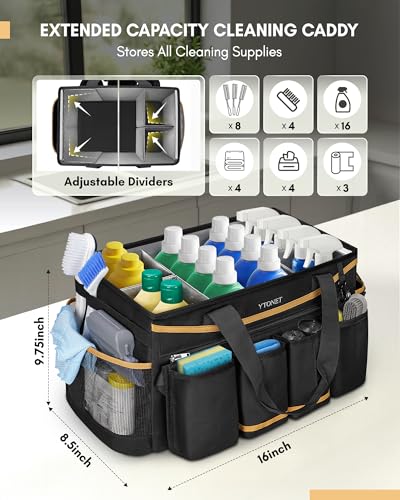 Extra Large Cleaning Bag, Cleaning Caddy Supplies Organizer, Black - view 4