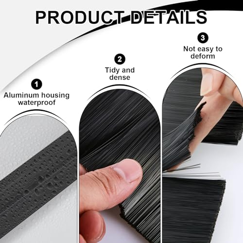 2 Set Door Sweep Brush Aluminum, 1 x 36 Inch, Black - view 3
