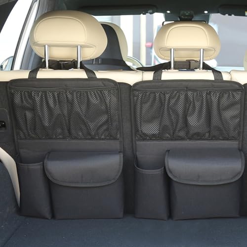 Car Trunk Organizer, Detachable Vehicle Backseat Storage Bag with 4 Compartments, Large Capacity Back Seat Organization Hanger with Lids, Space Saving Universal Automotive Accessories (Black) - view 6