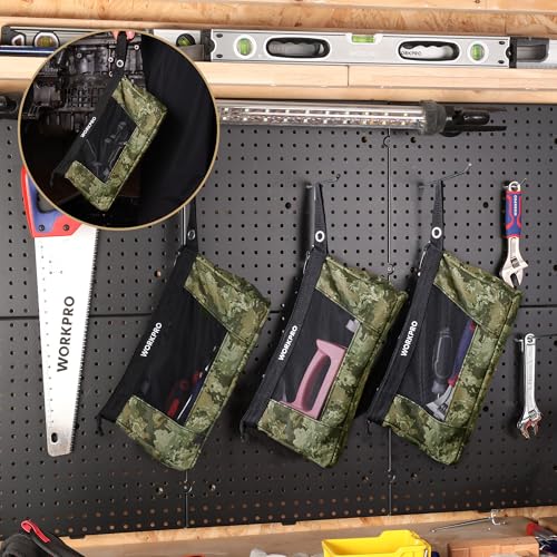 12" Tool Pouches with Zipper, Heavy-Duty Small Tool Bag, Utility small tool pouch for Tool Organizers and Storage, Mini Tool Bag, 3 Pack, Camo - view 5