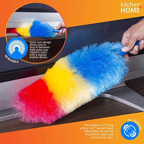 Kitchen + Home 23” inch Rainbow Static Duster - Electrostatic Feather Duster Attracts dust Like a Magnet! - view 4