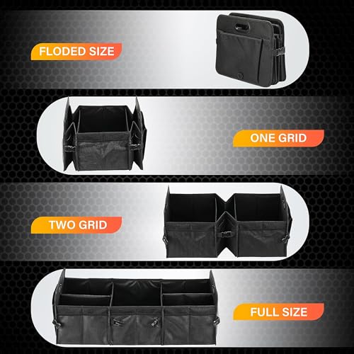 Multi Compartments Collapsible Car Trunk Organizer, 600D Waterproof Oxford Polyester 50L Car Storage with Adjustable Strap & Anti-slip Bottom, for SUV, Truck, Black New - view 5