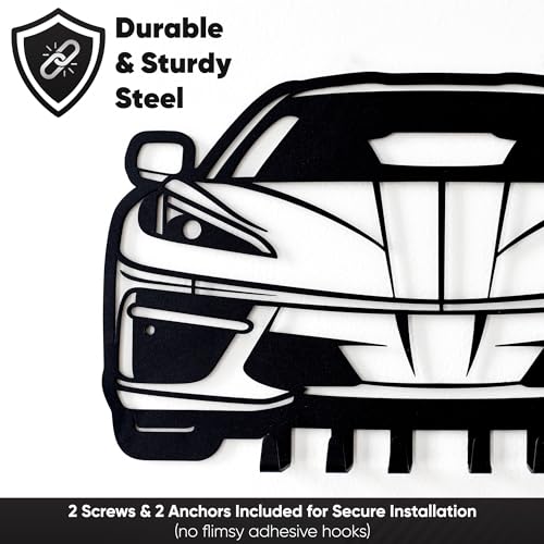 Metal Automotive Key Holder with 6 Hooks - Unique Wall Mounted Car Lovers Gifts for Men & Women - Cool Man Cave Decor - view 4